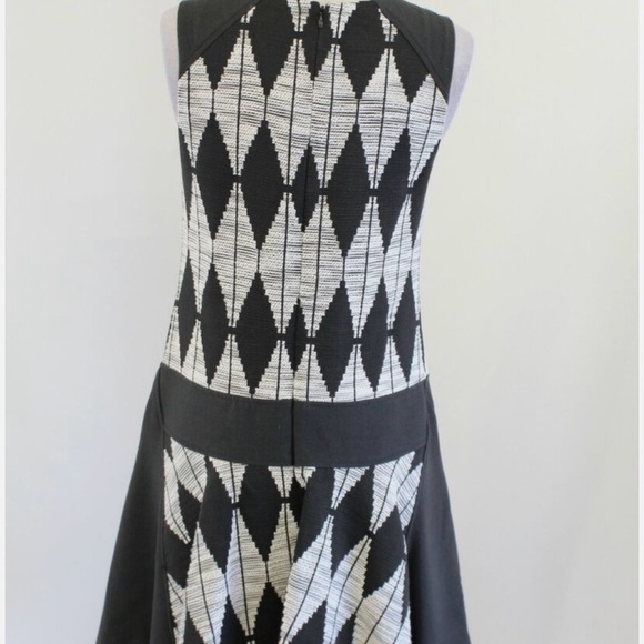 Banana Republic Gray Black Off White Diamond Tweed Drop Waist Shift Dress Size 0 - Picture 5 of 7